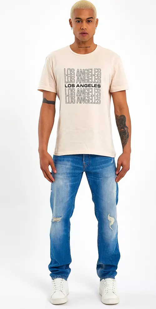 Süperlife Erkek  Bisiklet Yaka Regular Fit Baskılı Tişort SPR23ts305