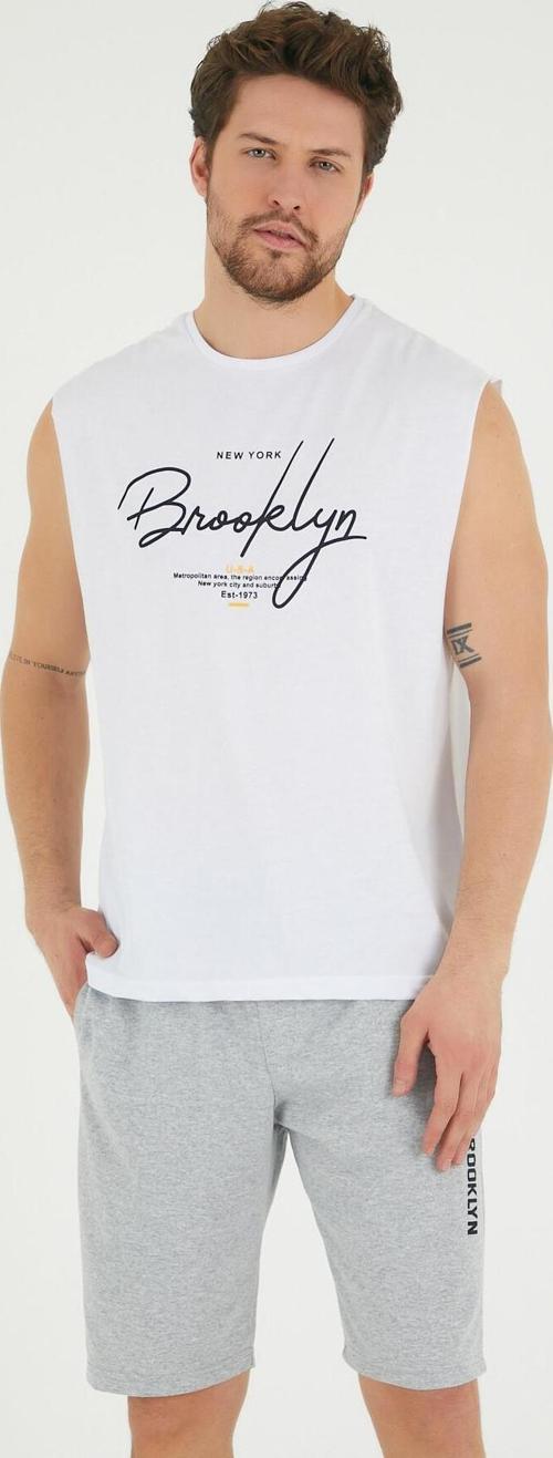 Süperlife Erkek Bisiklet Yaka Regular Fit Brooklyn Baskılı Tişört SPR22TS115