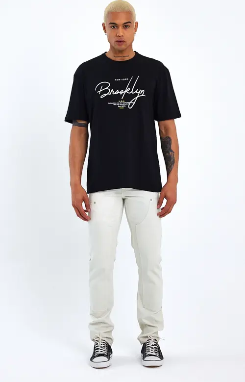Süperlife Erkek Bisiklet Yaka Oversize Fit  Tişort SPR22TS110