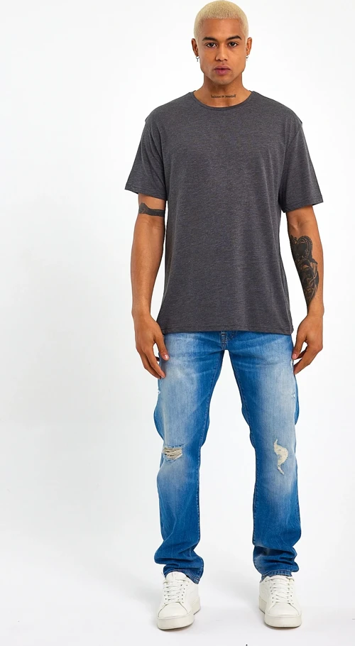Süperlife Erkek Bisiklet Yaka Oversize Fit Tişort SPR21Y30