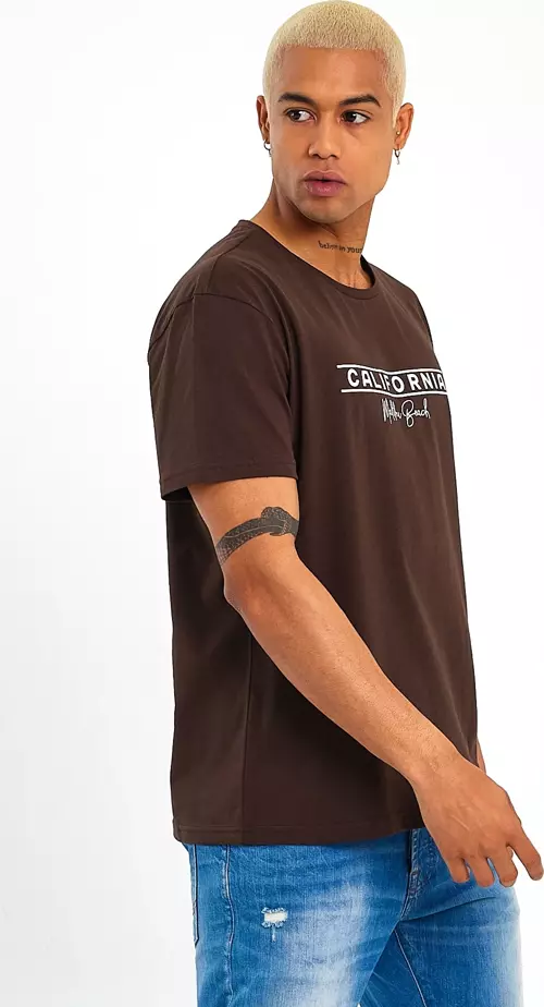 Süperlife Erkek Bisiklet Yaka Regular Fit Californıa Baskılı Tişort SPR23ts304