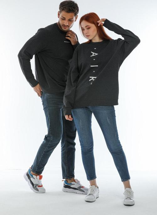 Süperlife Erkek Bisiklet Yaka Regular Fit Brooklyn Baskılı İnce Sweatshirt SPR22SW132