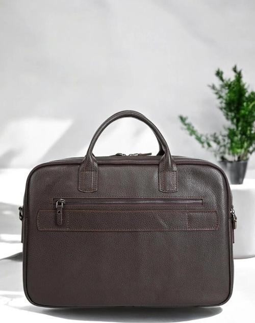 Premium Kalite Hakiki Deri Kahverengi 14 & 15.6 inç Laptop Evrak Çantası