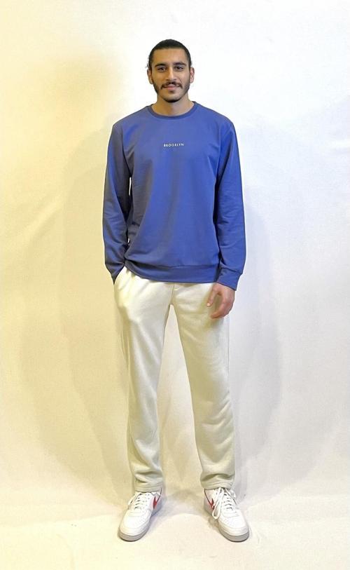 Süperlife Erkek Bisiklet Yaka Regular Fit Brooklyn Baskılı İnce Sweatshirt SPR22SW132
