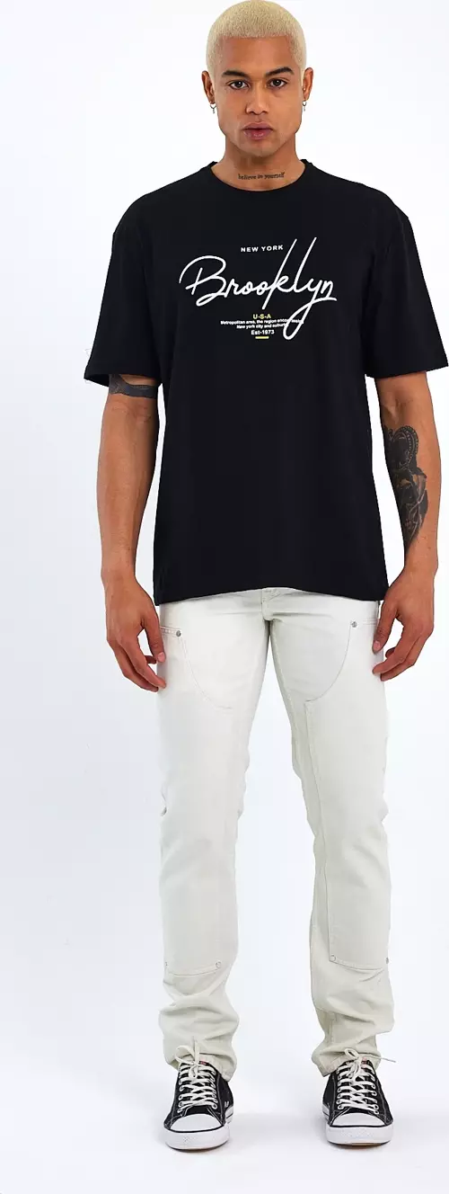 Süperlife Erkek Bisiklet Yaka Oversize Fit  Tişort SPR22TS110