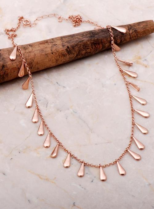 Rose Gümüş Sallantılı Damla Tasarımlı Kolye 3292