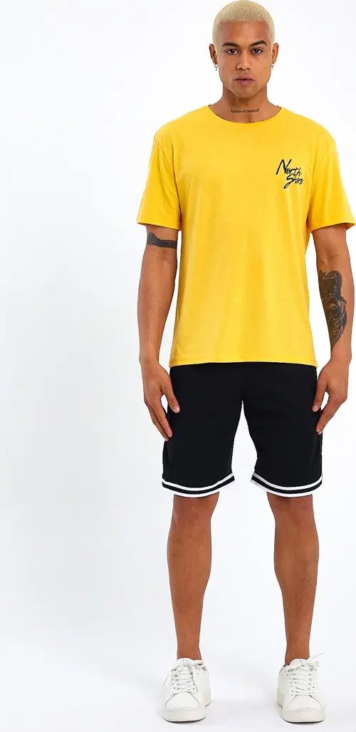 Süperlife Erkek Bisiklet Yaka Oversize Fit Baskılı Tişort spr23TS001