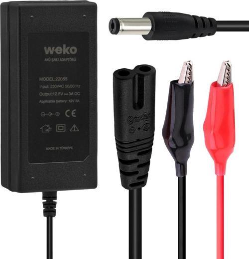 12.6 VOLT - 3 AMPER 5.5*2.5 + KROKODİL UÇLU LEDLİ YERLİ ÜRETİM MASAÜSTÜ ŞARJ ADAPTÖRÜ (OUT:12V3A)-Findit