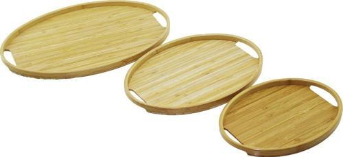 OVAL - 3 BOY BAMBU AHŞAP TEPSİ SETİ 20X29--26X36--31X45CM-Findit