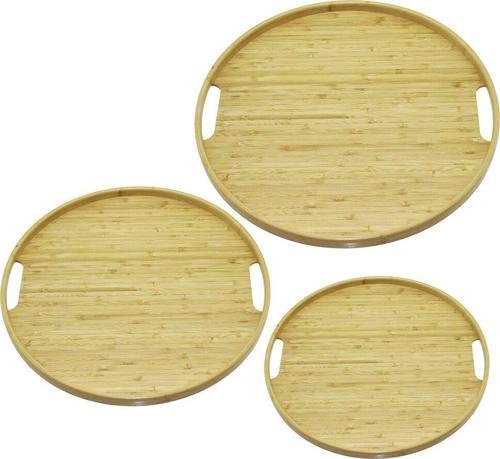 YUVARLAK - 3 BOY BAMBU AHŞAP TEPSİ SETİ 30--35--38CM-Findit