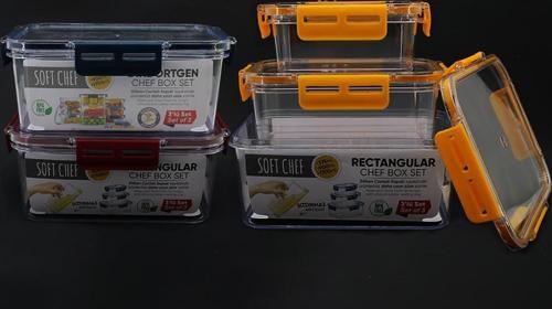 3 PARÇA  DİKDÖRTGEN MİKA SAKLAMA KABI SETİ SİLİKON CONTALI KAPAK 375-900-1700ML-Findit