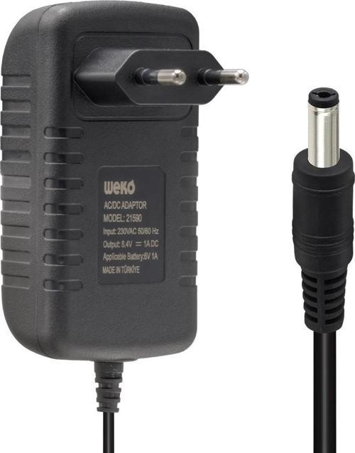8.4 VOLT - 1 AMPER - 8.4 WATT 5.5*2.5 UÇLU LİTYUM PİL LEDLİ YERLİ ÜRETİM ŞARJ ADAPTÖRÜ (OUT:6V-1A)-Findit