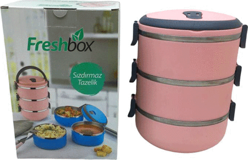 AÇIK PEMBE 3LÜ SEFER TASI SAKLAMA KABI 1.8LT-Findit