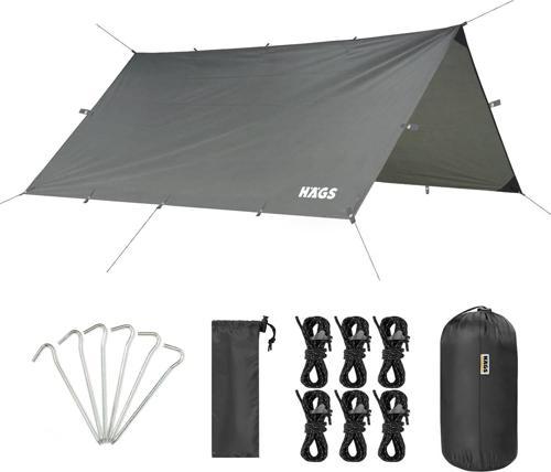 Tarp Gölgelik Tente, Taşınabilir Örtü Branda Çok İşlevli Outdoor Açık Hava Kamp Seyahat Tente Branda Güneşlik Karavan Tente Yan Çadır Gölgelik - 300X300 Cm - Gri