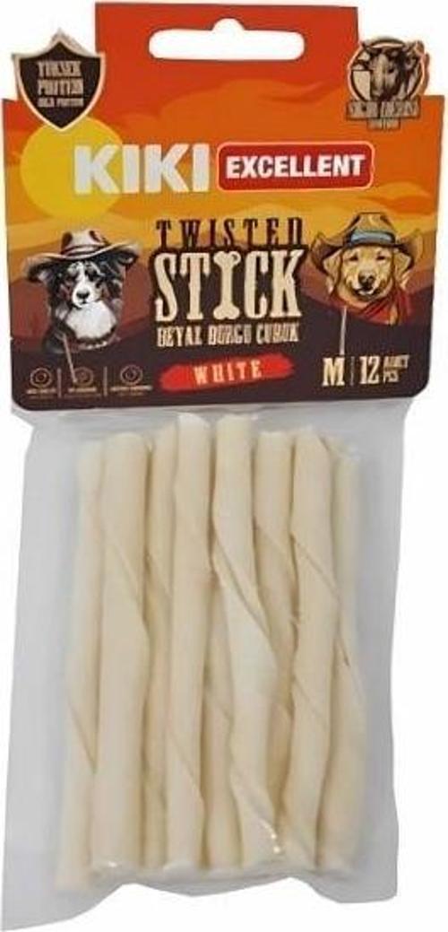 Sığır Derisinden Beyaz Burgu Çubuk Kemik Köpek Ödülü 12 Adet