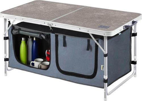 Saklama Dolaplı Kamp Masası, Outdoor Kamp Mutfağı, Kamp Dolabı, Katlanabilir Kamp Piknik Masası, Seyahat Mutfağı, Mutfak Dolabı, Depolama Bölmeli, Dış Mekan Mutfağı 80-50Cm- Mermer Desenli