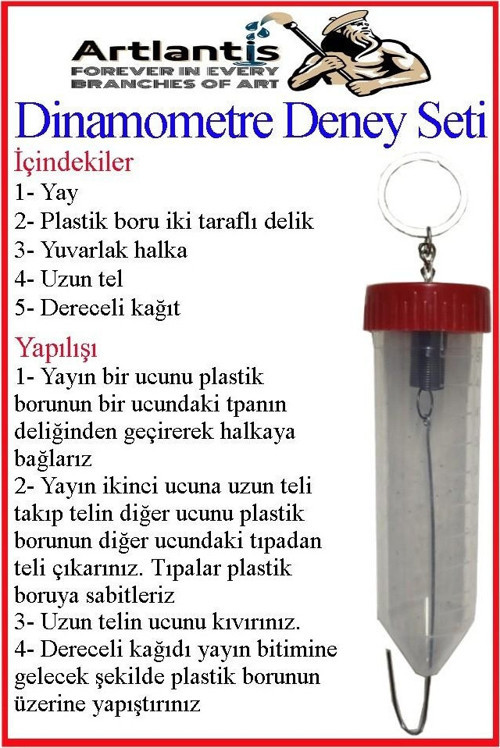Dinamometre Deney Yapım Seti 1 Adet Deney Proje Tasarım Şırıngalı Basit Dinomometre Modeli Deney Malzemesi Okul Sınıf