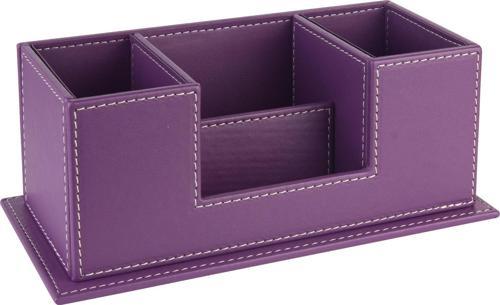 Masaüstü Deri Organizer Kalemlik 4 Gözlü Desktop Organizer Rainbow Vegan 10x12x25 cm.