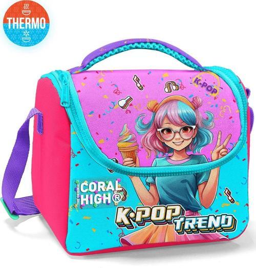Kids Pembe Turkuaz K-Pop Desenli Thermo Beslenme Çantası 12788