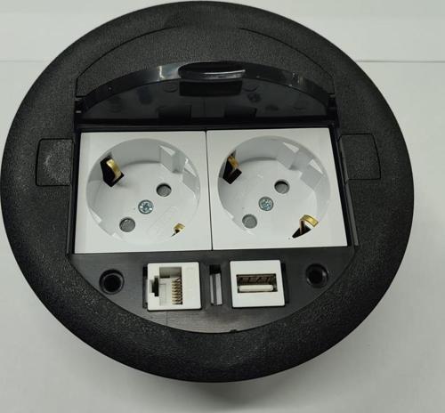Masa Üstü Priz Siyah+ 2 Ad. Priz+1 Ad. Usb+1 Ad. Ethernet Geçiş