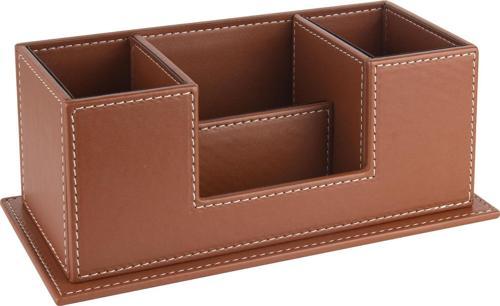 Masaüstü Deri Organizer Kalemlik 4 Gözlü Desktop Organizer Rainbow Vegan 10x12x25 cm.
