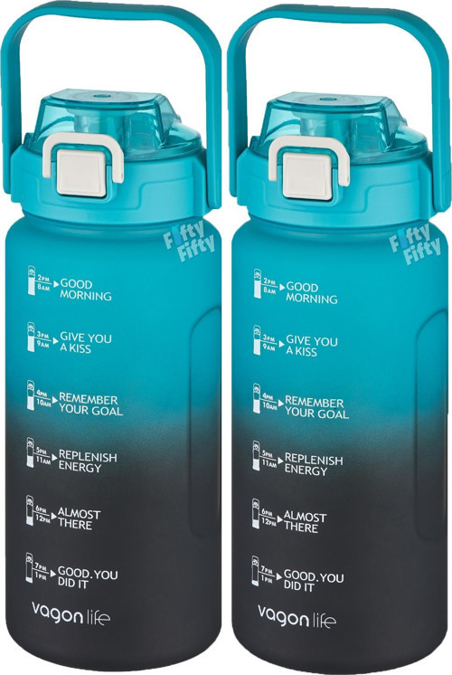 2'li Ekonomik Motivasyon Matara Seti 1500 ml Büyük Boy 4 Farklı Renk Seçeneği FiftyFifty