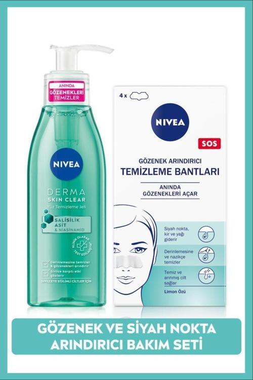 Siyah Nokta Temizleyici Burun T-bant Ve Derma Skin Clear Sivilce Karşıtı Yüz Temizleme Jeli 150ml