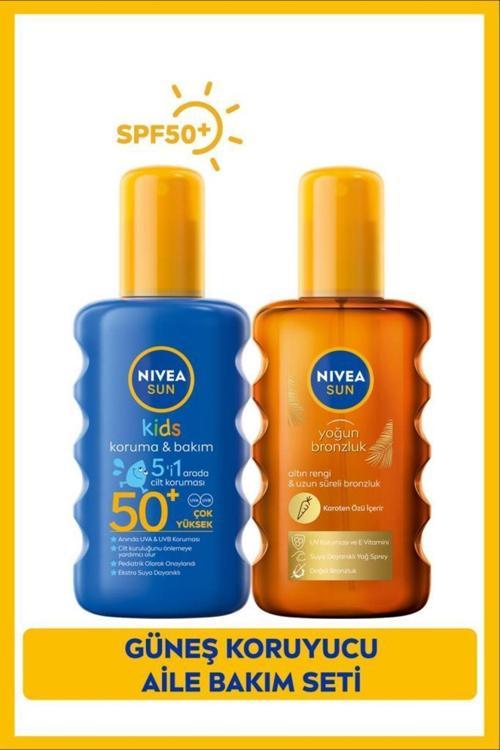 Kids 5'i 1 Arada Güneş Kremi SPF50+ 200 ML + Bronzlaştırıcı Güneş Yağı 200 ML
