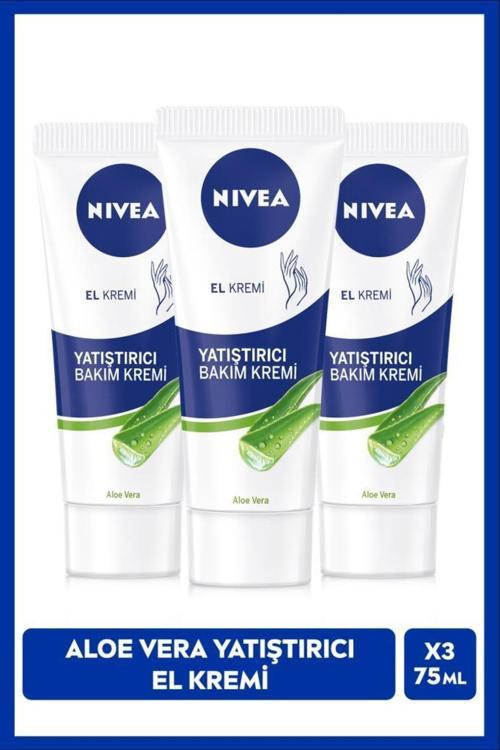 Yatıştırıcı El Bakım Kremi Aloe Vera 75ml, Nemlendirici, Yumuşak Cilt, Hızlı Emilir, X3 Adet