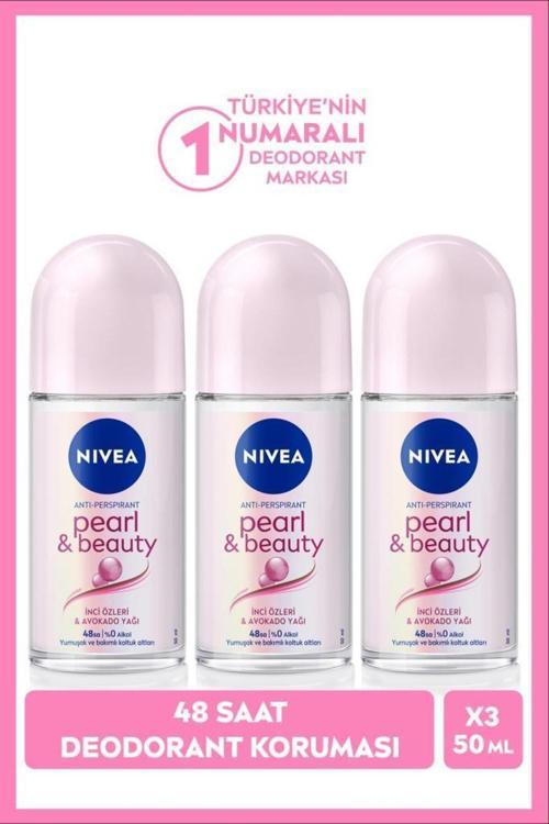 Kadın Roll-on Deodorant Pearl&beauty 50ml, 48 Saat Koruma, X3 Adet