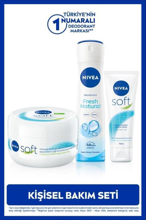 Kadın Sprey Deodorant Fresh Natural 150ml, Nemlendirici Soft El Bakım Kremi 75ml, Vücut Kremi 300ml