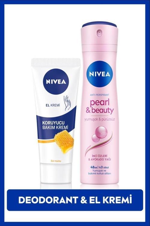 Kadın Sprey Deodorant Pearl&Beauty 150ml, ve Nemlendirici Koruyucu El Bakım Kremi 75ml