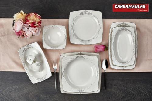 Carol 5708 Kare Bone 55 Parça Yemek Takımı