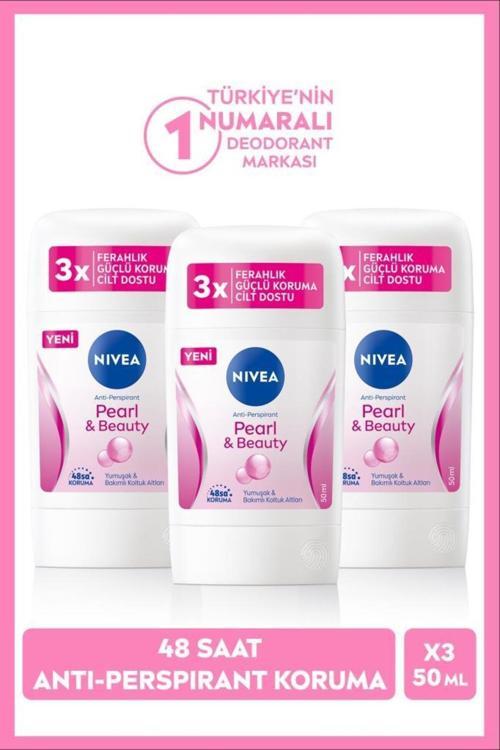 Kadın Stick Deodorant Pearl&Beauty 50ml, 48 Saat Koruma, X3 Adet