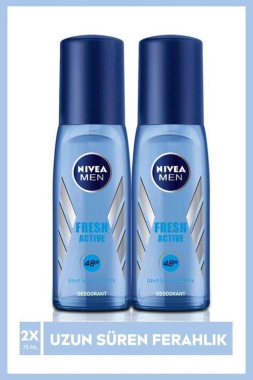 MEN Erkek Pump Sprey Deodorant Fresh Active 75ml, 48 Saat Ter Koruması, Uzun Süren Ferahlık, X2 Adet