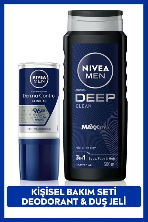 Men Erkek Roll-on Deodorant Derma Control Clinical 50ml, Deep Dimension Duş Jeli 500ml, Damat Çeyizi