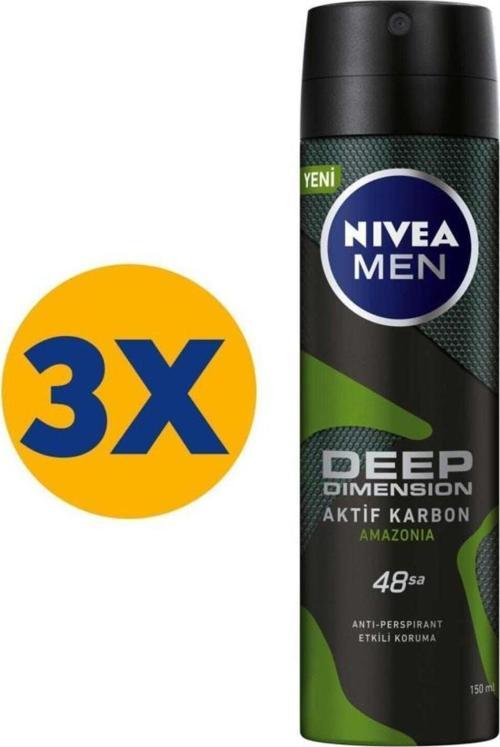Men Erkek Sprey Deodorant Amazonia 150ml, 48 Saat Anti-perspirant Koruma, Ter Karşıtı, X3 Adet