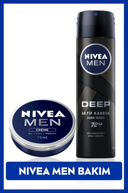 MEN Erkek Sprey Deodorant Deep Dimension 150ml, 72 Saat Koruma ve Erkek Bakım Kremi 75ml