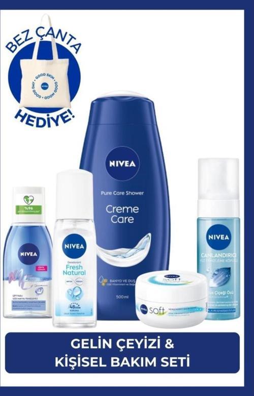 Gelin Çeyiz Seti, Duş Jeli 500ml, Yüz Yıkama Köpüğü, Pump Deodorant,göz Makyaj Temizleyici, Kr