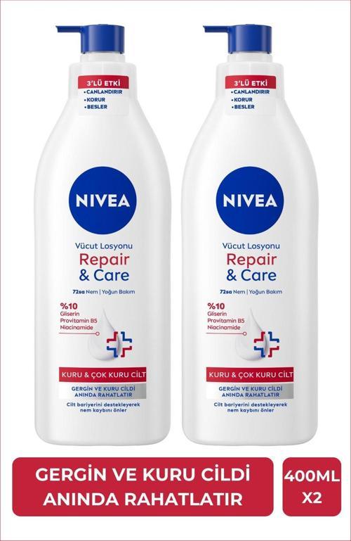 Repair&Care Derinlemesine Nemlendirici Vücut Losyonu 400ml, Gergin Cilt Rahatlatır, Kuru Cilt,X2Adet