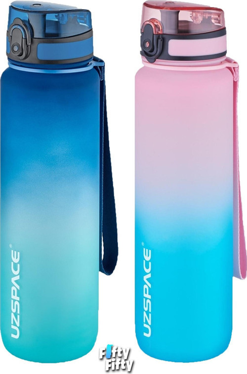 2'li Tritan Matara Seti 1000ml BÜYÜK BOY Çift Renk Softtouch FF Collection Tritan Su Matarası
