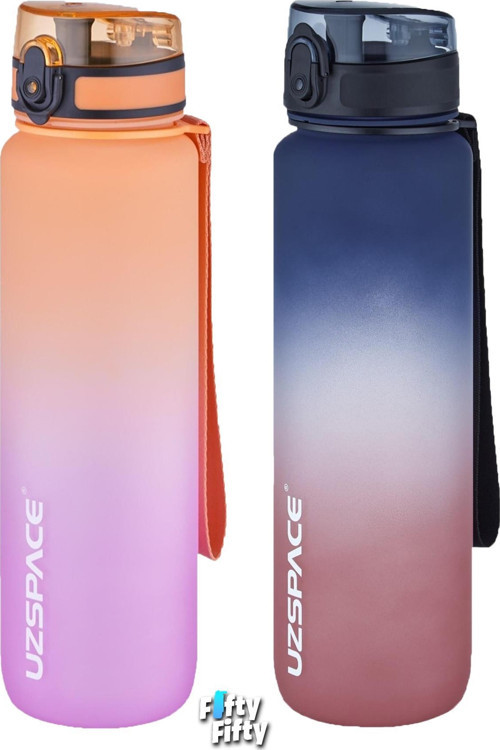 2'li Tritan Matara Seti 1000ml BÜYÜK BOY Çift Renk Softtouch FF Collection Tritan Su Matarası