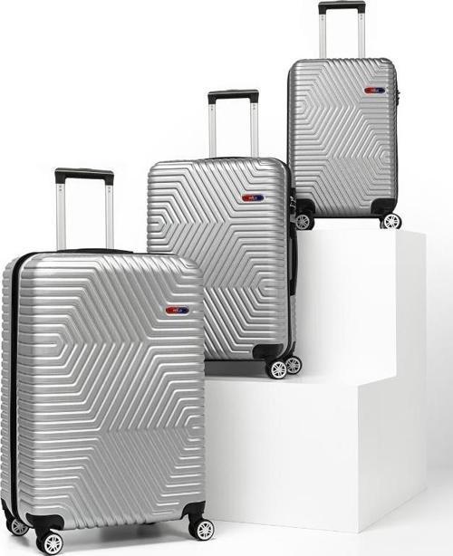 Abs 3'lü Gümüş Gri Lüx Valiz Seyahat Seti 600.03-set