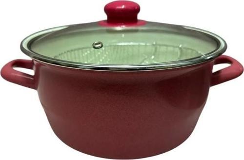 Lüks Emaye Kızartma Tenceresi Fritöz 22cm 3,90 Litre Kırmızı KR179