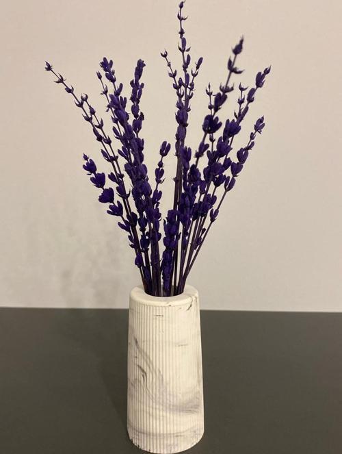 Mini Mermer Desen Çizgili Silindir Vazo Biblo 7X10 Cm