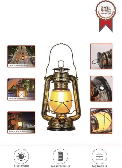 LW-41 Koyu Ahşap Nostaljik Retro Şarjlı Led Gaz Lambası Görünümlü Gece Lambası