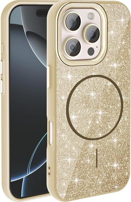 iPhone 16 Pro Max Kılıf Magsafe Şarj Özellikli Parlayan Simli Okso Kılıf