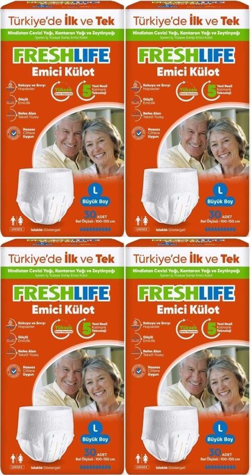 Emici Külot Hasta Bezi Large - Büyük - L 120 Adet (4Pk x 30)