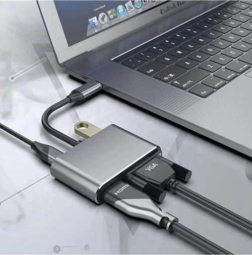 MACBOOK PRO AİR IPAD PRO AİR IPHONE 15 16 TYPE C HDMİ VGA USB 3.0 4İN1 ÇEVİRİCİ DÖNÜŞTÜRÜCÜ ADAPTÖR