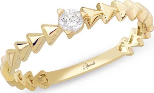 Üçgen Motifli Trend Tektaş Altın Yüzük